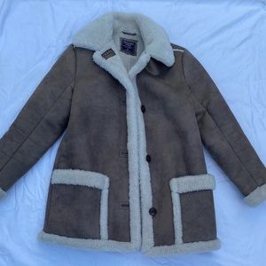 A&F Sherpa lined oversized shearling coat